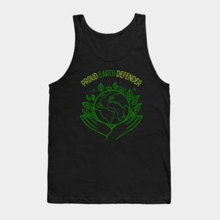 Green Earth Defender Hands Carrying the World Globe with Leaves Earth Day Awareness, Go Green | Proud Earth Defender Tank Top